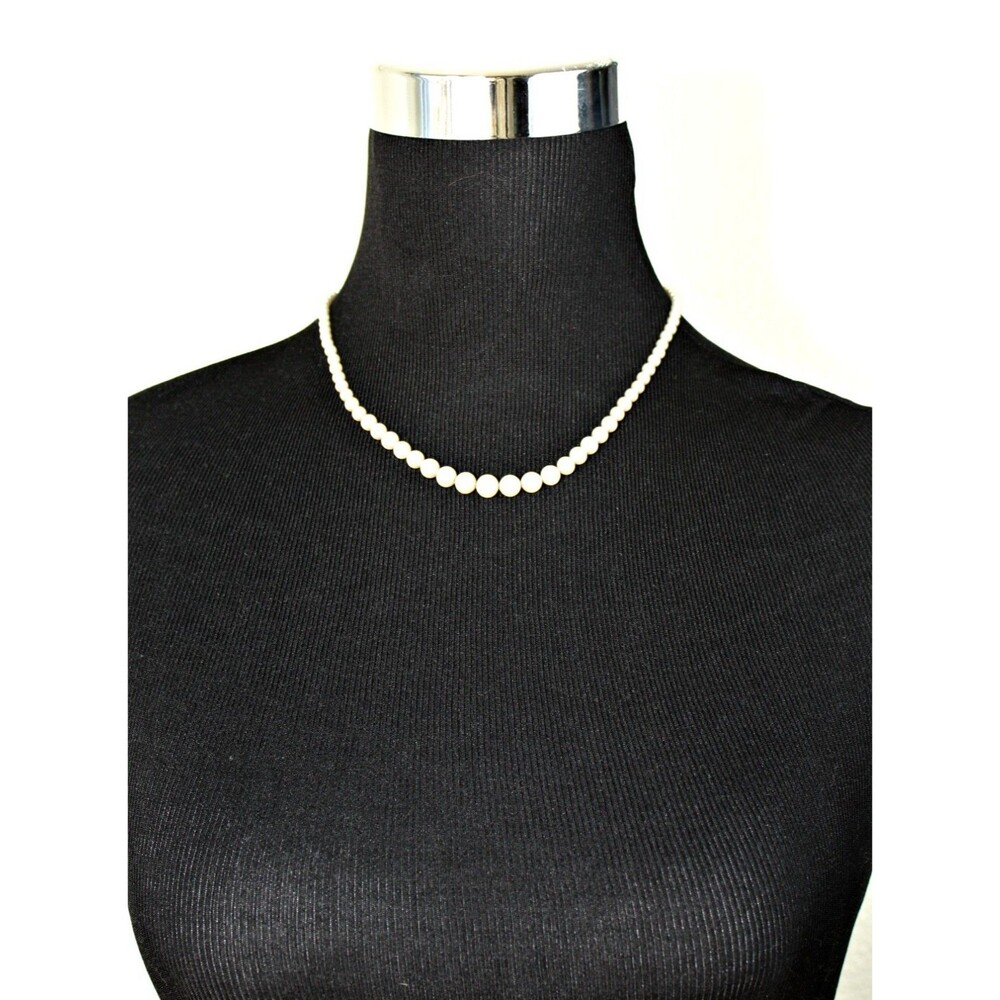 Vintage Delicate Beaded Necklace Choker Faux Pearl Beads ESTATE Jewelry Find